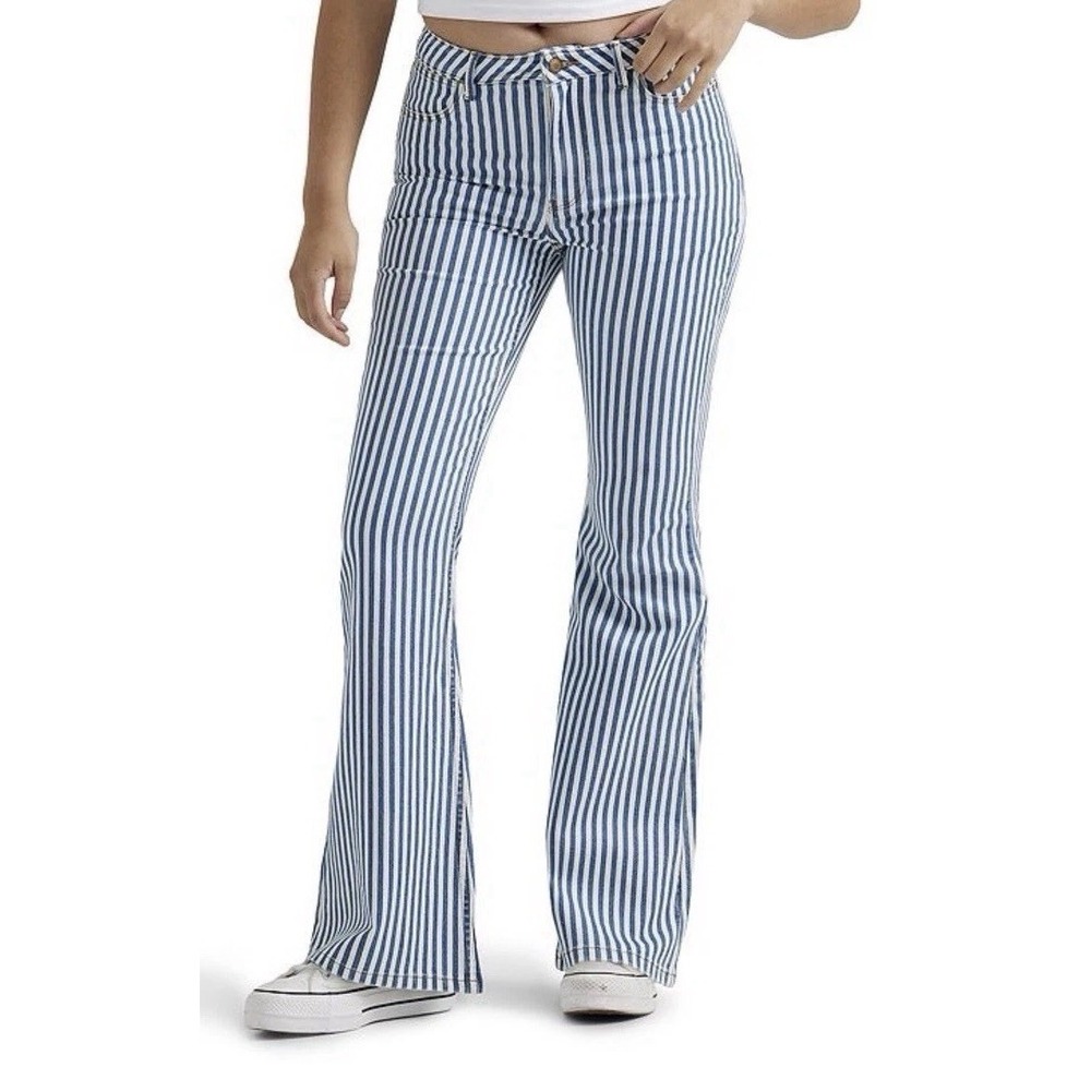 Wrangler High Rise Fierce Flare Jeans Venice Striped Vertical 4x32 Retro 70s